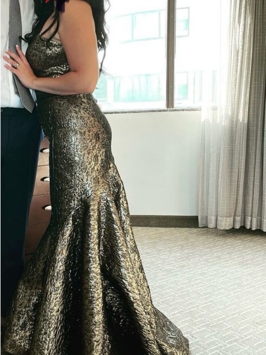 Mac Duggal Dresses & Skirts - Metallic Black-Gold Mermaid Evening Dress